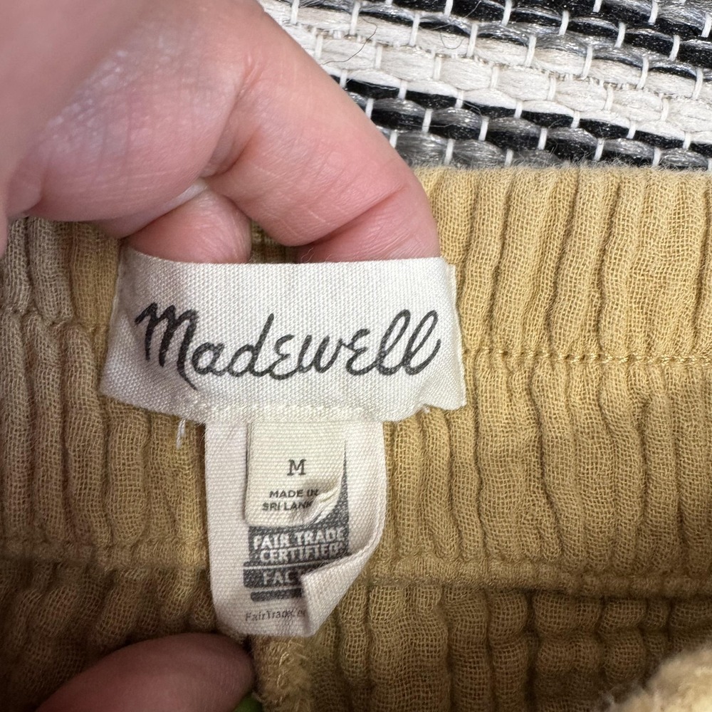Madewell Pants Women's Medium Yellow Cotton Gauze Pull On Relaxed Cropped SU21 - Picture 9 of 15